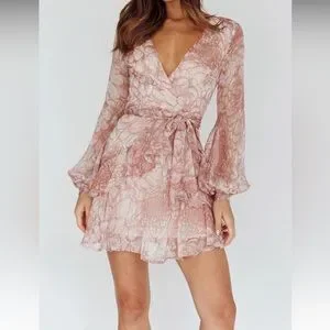 chinese dress ladies Kerry Layered Balloon Sleeve Dress Floral Embroidered White